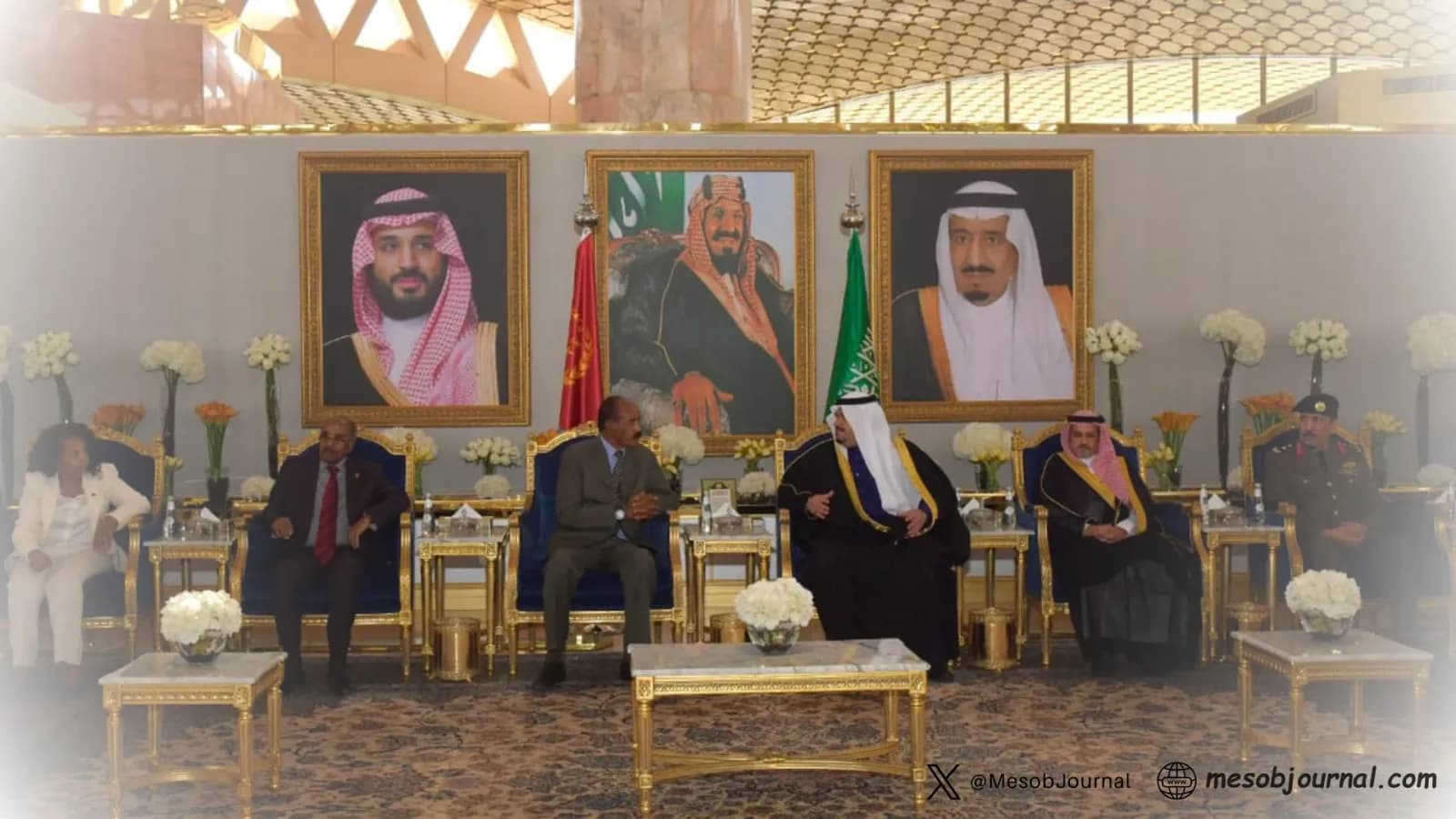 Eritrean President Isaias Afwerki and his delegation in Riyadh