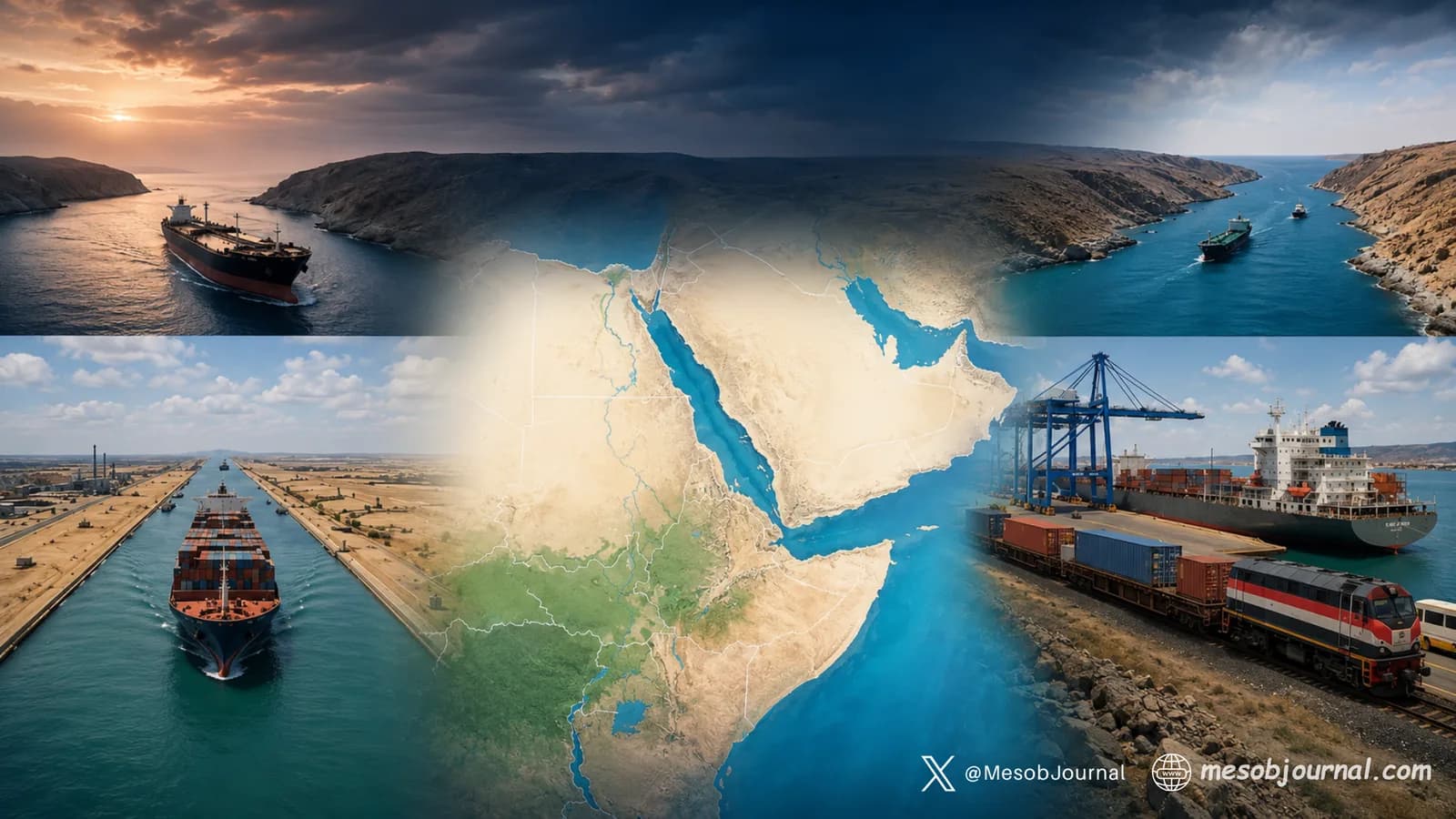 Red Sea trade routes, ports, ships and regional transport links.