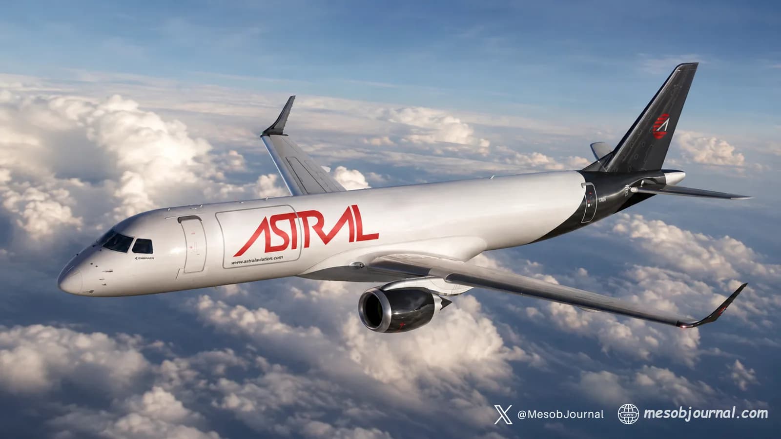 Astral Aviation cargo aircraft flying above clouds, symbolizing the new Nairobi–Asmara freighter route.