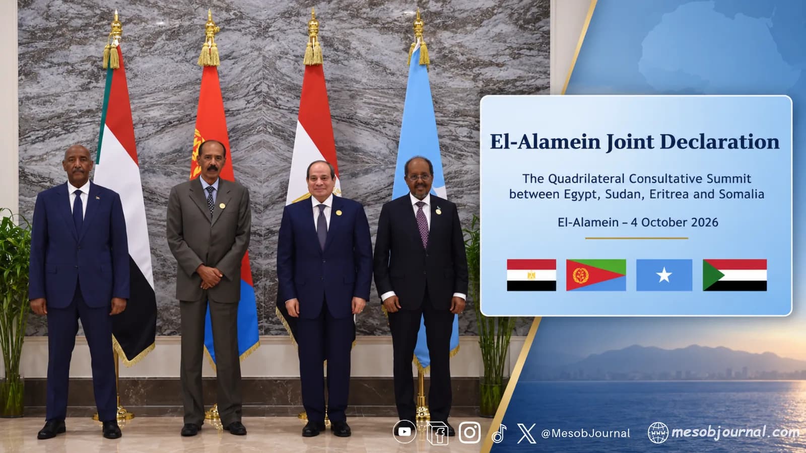 Egypt, Eritrea, Sudan and Somalia leaders at El-Alamein summit
