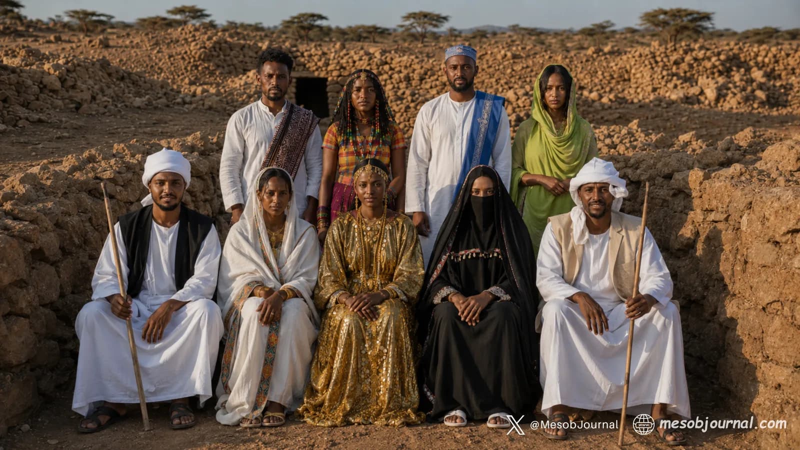 Composite: A group portrait representing Eritrea’s nine ethnic communities in the Naqfa trenches.