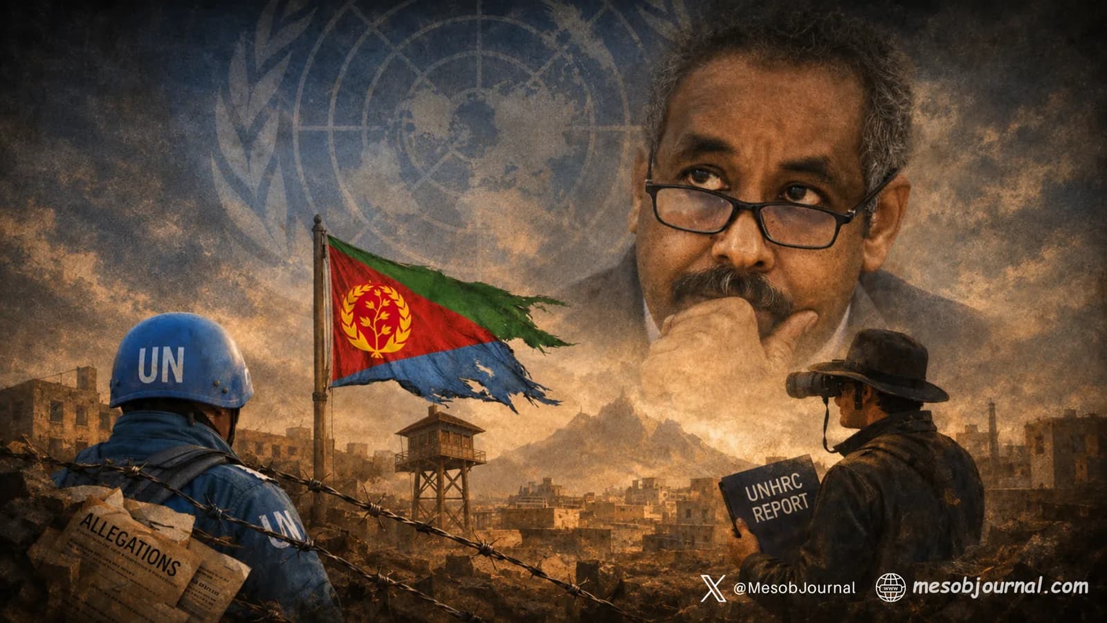 Newsroom illustration of Eritrea, the UN, and UNHRC scrutiny