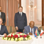 Mr. Nesredin Mohamed and Edmondo Cirielli sign Eritrea-Italy cooperation agreement.